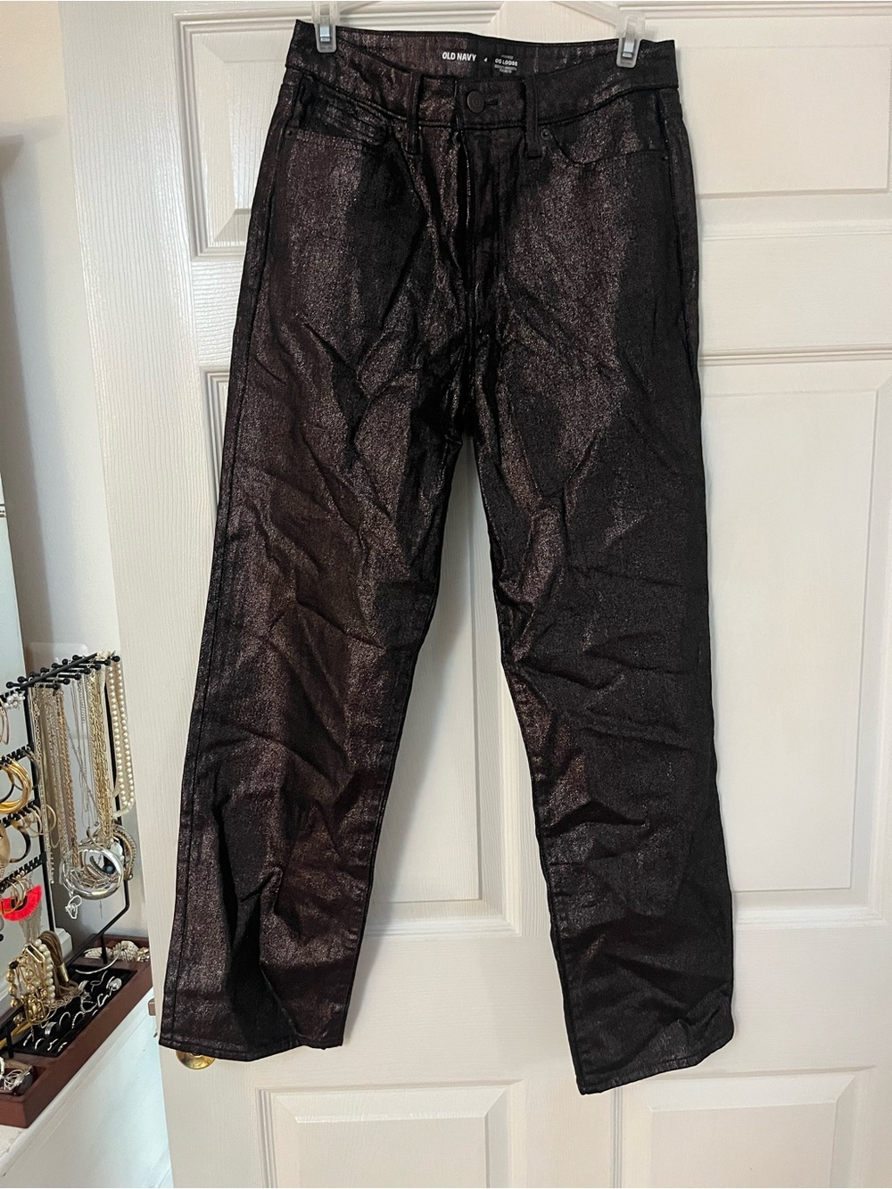Old Navy Women’s Shimmery Black Straight-Leg jeans